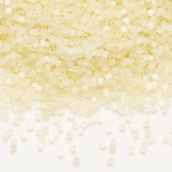 Seed bead, Delica®, glass, pkg/7.5g, #11 round, opaque silk glass enamel lemon ice (DB-0823-1). image number 0