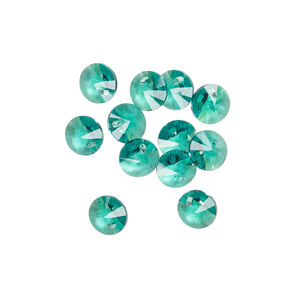 Drop 1pkg720 Caribbean green, Swarovski&reg; ReCreated&trade;, 6mm pendant faceted mini disc 6428
