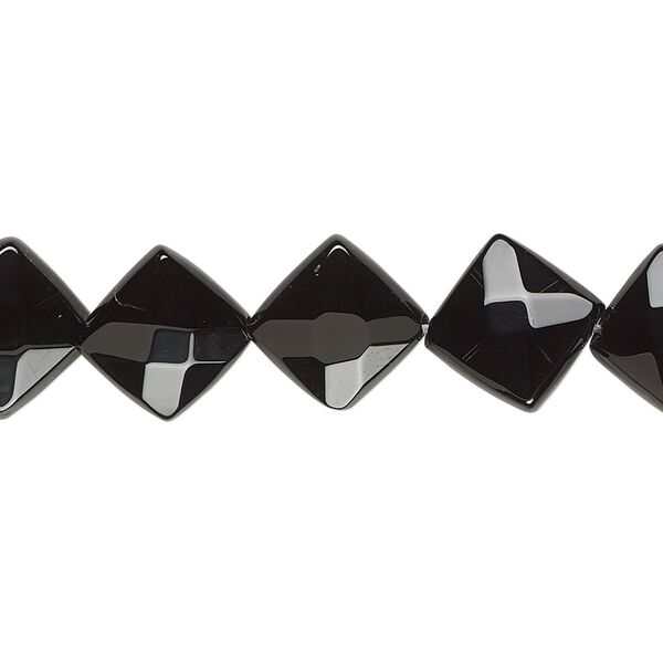 Black onyx 1pkg1, faceted diamond bead 15.5-16 inch 12mm image number 0