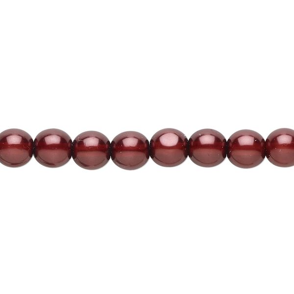 Bead, Czech pearl-coated glass druk, burgundy, 6mm round. Sold per 15-1/2" to 16" strand. image number 0
