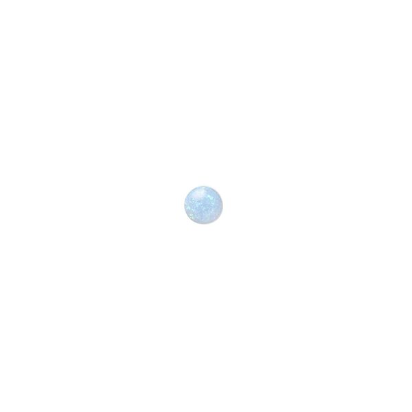 Cabochon, "opal" (silica and epoxy) (man-made), turquoise blue, 4mm calibrated round. Sold per pkg of 2. image number 0