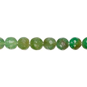 Chrysoprase 1pkg1, hand-cut faceted round bead natural 13 inch 6-7mm