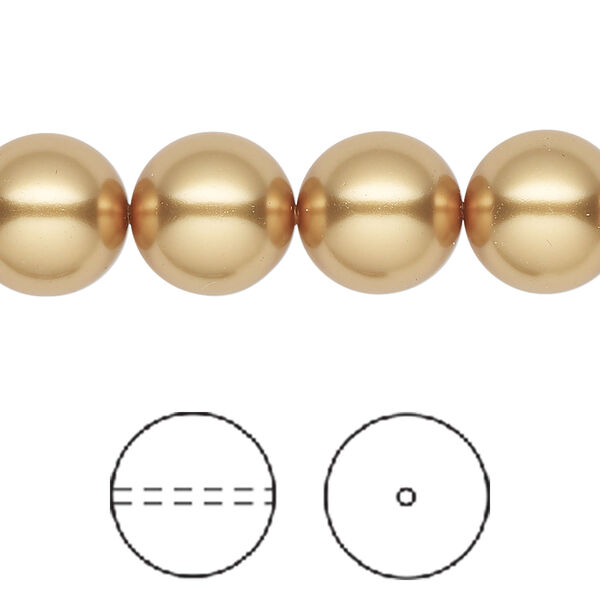 Pearl 1pkg100 royal gold, Swarovski®, 12mm round 5810 image number 0