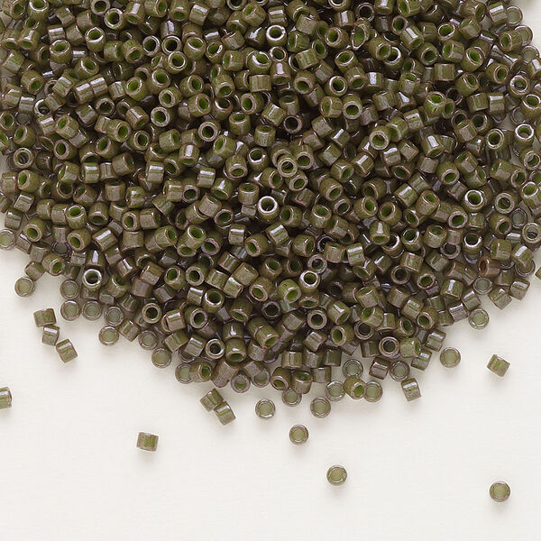 Seed bead, Delica®, glass, pkg/250g, #11 round, opaque olive drab (DB-0657). image number 0
