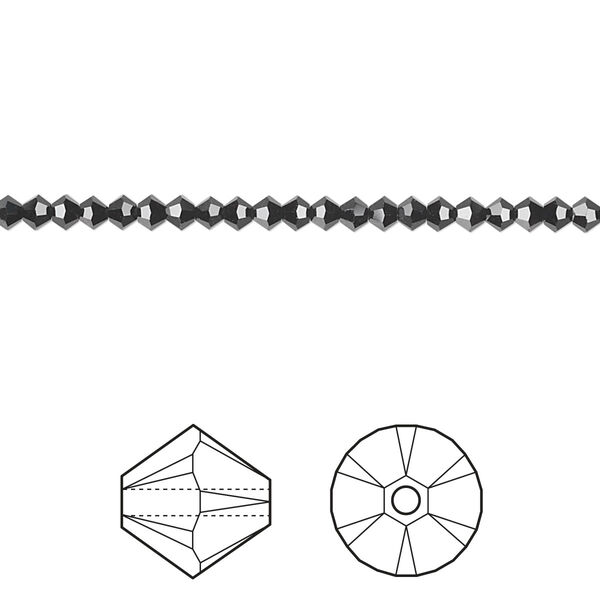 Bead 48pk jet, Crystal Passions® 2.5mm bicone 5328 image number 0