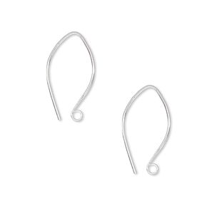 Ear wire 1pkg2 Hill Tribes sterling silver, 18mm marquise / open loop, 22 gauge 1 pair