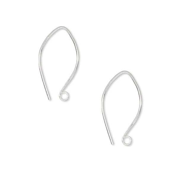 Ear wire 1pkg2 Hill Tribes sterling silver, 18mm marquise / open loop, 22 gauge 1 pair image number 0