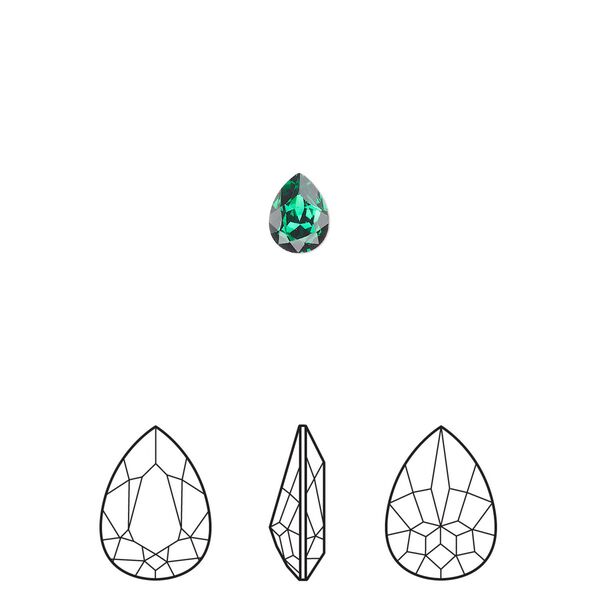 Fancy stone 360pk majestic green foil back, Swarovski® 6x4mm pear 4320 image number 0
