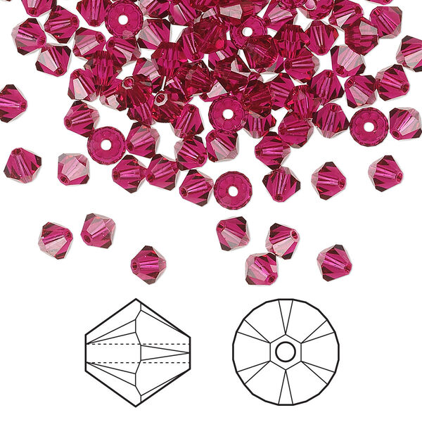 Bead 1440pk ruby, Swarovski® 4mm XILION bicone 5328 image number 0