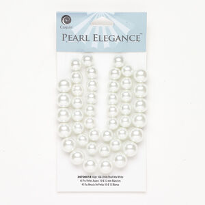 Glass pearl assortment 1pkg45, white, 10mm and 12mm round.