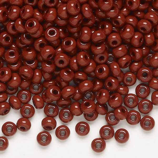 Seed bead, Preciosa Ornela, glass, opaque brown, #6 rocaille. Sold per 50-gram pkg. image number 0