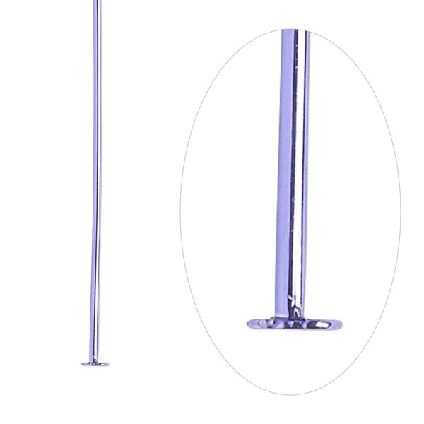 Head pin, electro-coated brass, purple, 2 inches, 21 gauge. Sold per pkg of 10. image number 0
