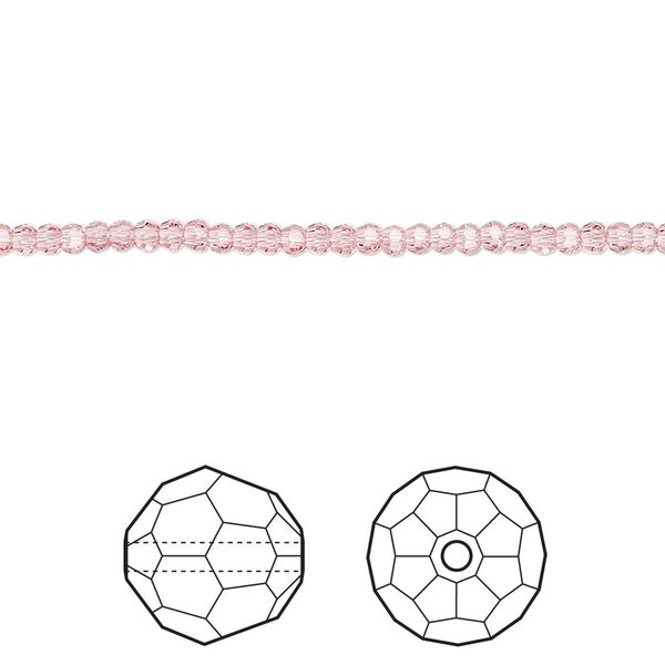Bead 36pk light rose, Crystal Passions® 2mm round 5000 image number 0