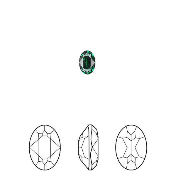 Fancy stone 4pk majestic green foil back, Crystal Passions® 6x4mm oval 4120 image number 0