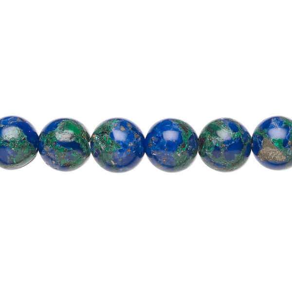 Azurite-malachite / resin 1pkg1, round bead 15.5-16 inch 8mm image number 0