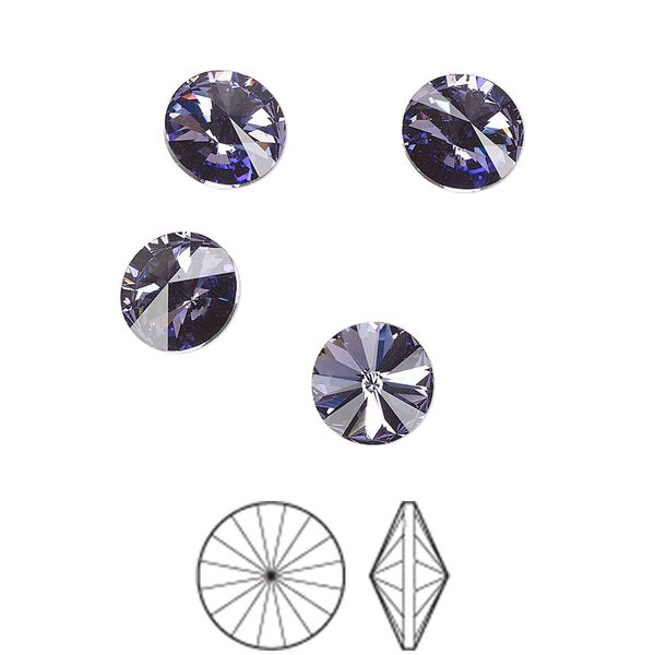 Chaton 144pk tanzanite foil back, Preciosa MAXIMA Czech crystal rhinestone 8.16-8.41mm rivoli SS39 image number 0