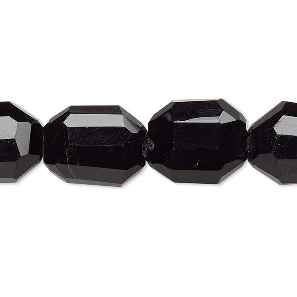 Bead, black onyx (dyed), small to medium tumbled hand-faceted freeform nugget, Mohs hardness 6-1/2 to 7. Sold per pkg of 10. image number 0