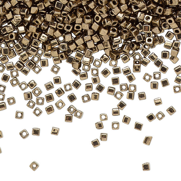 Seed bead, Miyuki, glass, pkg/250g, 1.8mm square, opaque metallic dark bronze, (SB-457). image number 0