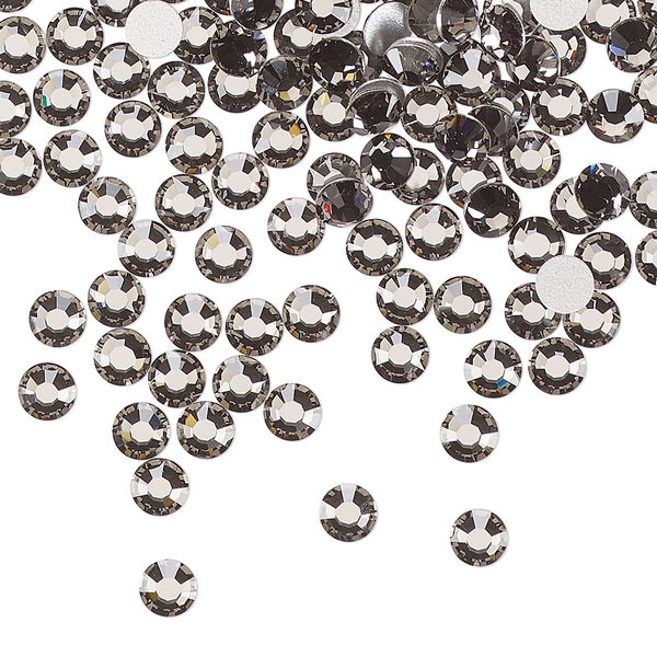Flat back, Dance With Me™ crystal rhinestone, black diamond, foil back, 3.8-4mm rose, SS16. Sold per pkg of 144 (1 gross). image number 0