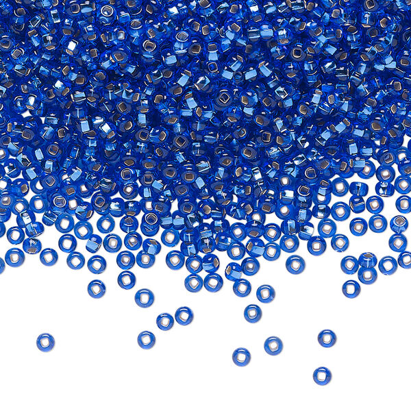 Seed bead, Preciosa Ornela Czech glass, pkg/50g, #11 rocaille, transparent silver-lined light blue, (37050). image number 0
