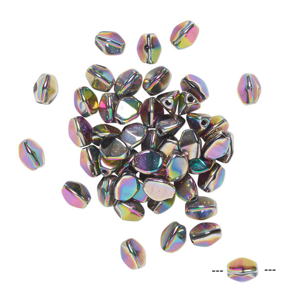 Bead, Preciosa, Czech pressed glass, opaque vitrail purple, 5x4mm buckwheat. Sold per pkg of 50. image number 0