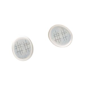 Bezel cup, sterling silver, solid back, 12x10mm unpolished oval. Sold per pkg of 2.