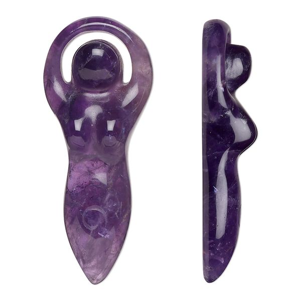 Amethyst 1pkg1, hand-cut undrilled goddess focal natural 39x15mm-40x16mm image number 0
