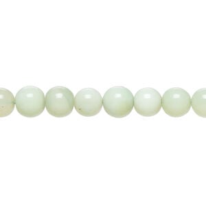 Mint green Peruvian opal 1pkg1, hand-cut round bead natural, 14 inch 6-7mm