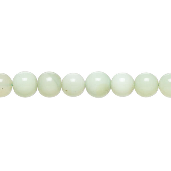 Mint green Peruvian opal 1pkg1, hand-cut round bead natural, 14 inch 6-7mm image number 0