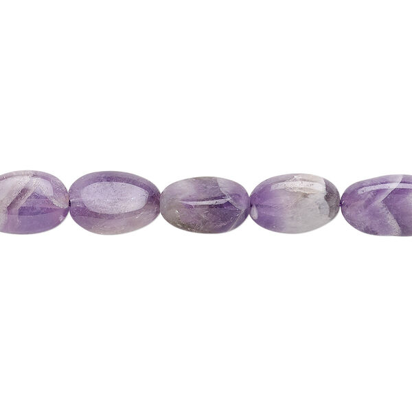 Bead, banded amethyst (natural), 9x7mm-12x8mm hand-cut flat oval, C+ grade, Mohs hardness 7. Sold per 13-inch strand. image number 0