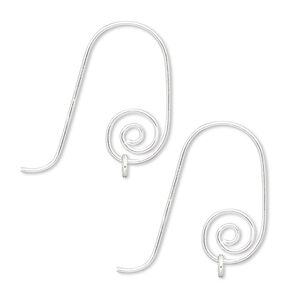 Ear wire fishhook 1pkg10 sterling silver-filled, 20mm spiral / 3.5mm closed jump ring, 21 gauge 5 pair