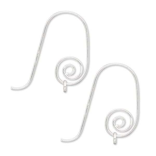 Ear wire fishhook 1pkg10 sterling silver-filled, 20mm spiral / 3.5mm closed jump ring, 21 gauge 5 pair image number 0