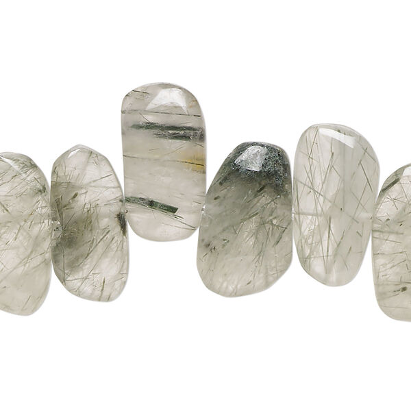 Green hair quartz 1pkg1, hand-cut top-drilled / center-drilled Hawaiian chip bead natural B grade, 7 inch extra-large image number 0