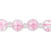 Bead, glass 1pkg8, opaque white and pink, 10mm hand-painted round. image number 0
