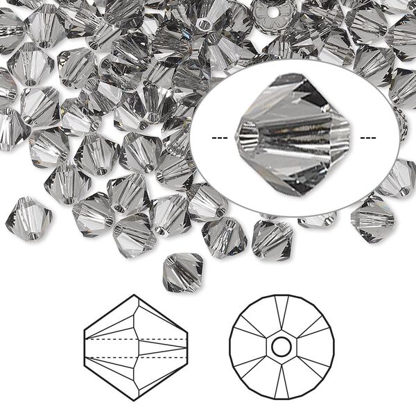 Bead 720pk black diamond, Swarovski® 5mm XILION bicone 5328 image number 0
