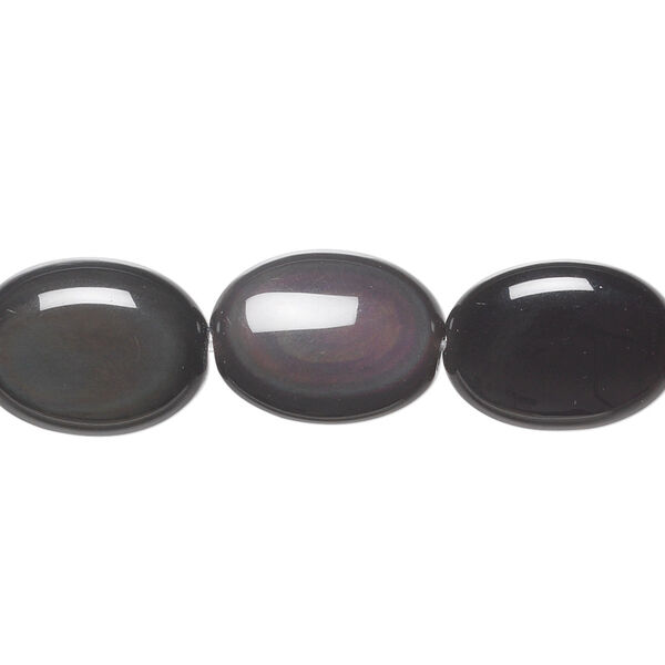 Bead, rainbow obsidian (natural), 16x12mm flat oval, A grade, Mohs hardness 5 to 5-1/2. Sold per 15-1/2" to 16" strand. image number 0