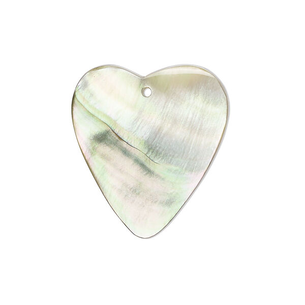 Drop, black lip shell (natural), 24x23mm hand-cut single-sided heart, Mohs hardness 3-1/2. Sold individually. image number 0