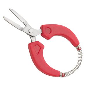 Pliers, flat-nose, stainless steel and plastic, red, 4-1/2 inches. Sold individually.