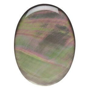 Cabochon, black lip shell (coated), 40x30mm calibrated oval, Mohs hardness 3-1/2. Sold individually.