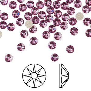 Flat back 144pk dark rose foil back, Crystal Passions® 3.8-4mm rose round SS16 2088