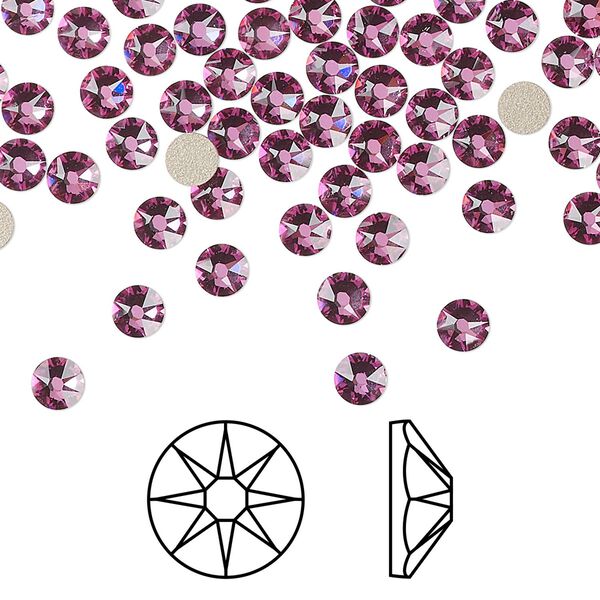 Flat back 144pk dark rose foil back, Crystal Passions® 3.8-4mm rose round SS16 2088 image number 0