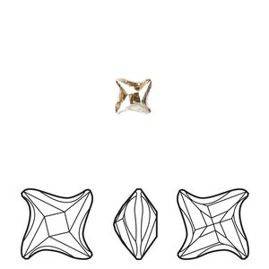 Fancy stone 2pk crystal golden shadow foil back, Crystal Passions® 6mm twister 4485