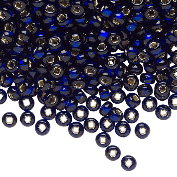 Seed bead, glass, pkg/50g, #6 rocaille, opaque cobalt blue. image number 0
