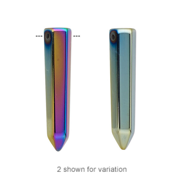 Hemalyke™ 1pkg1, electroplated top-drilled point focal 29x6mm-30x6mm image number 0
