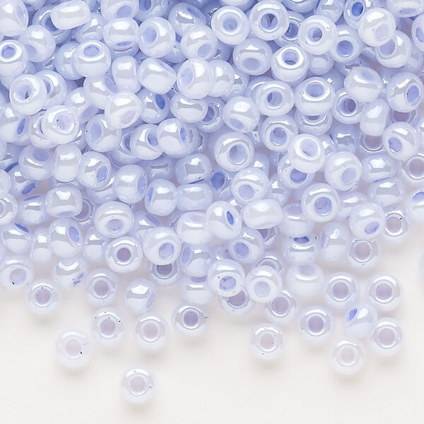 Seed bead, Dyna-Mites™, glass, opaque ceylon pastel light blue, #6 round. Sold per 40-gram pkg. image number 0