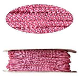 Cord, nylon, pink, 3mm round. Sold per 100-foot spool.