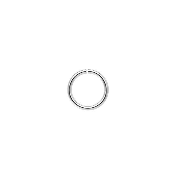 Jump ring, silver-plated brass, 10mm round, 8mm inside diameter, 18 gauge. Sold per pkg of 1,000. image number 0