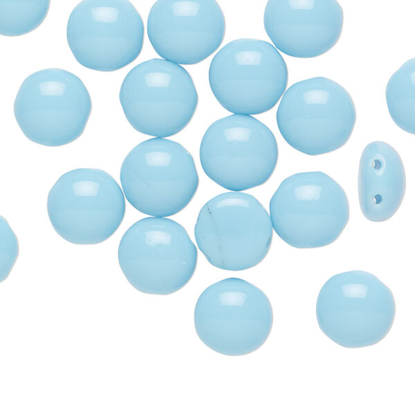 Bead, Preciosa Candy™, Czech pressed glass, opaque baby blue, 8mm candy with (2) 0.8-0.9mm holes. Sold per pkg of 20. image number 0