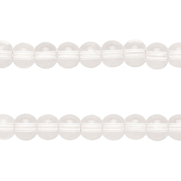 Bead, glass, clear, 6-7mm round. Sold per pkg of (2) 14-inch strands. image number 0