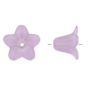Component, acrylic, translucent frosted light purple, 17x12mm flower. Sold per pkg of 100.
